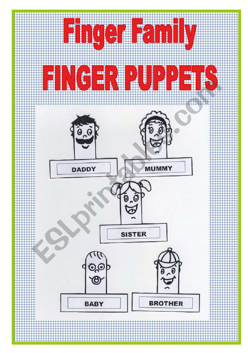 Finger family puppets worksheet