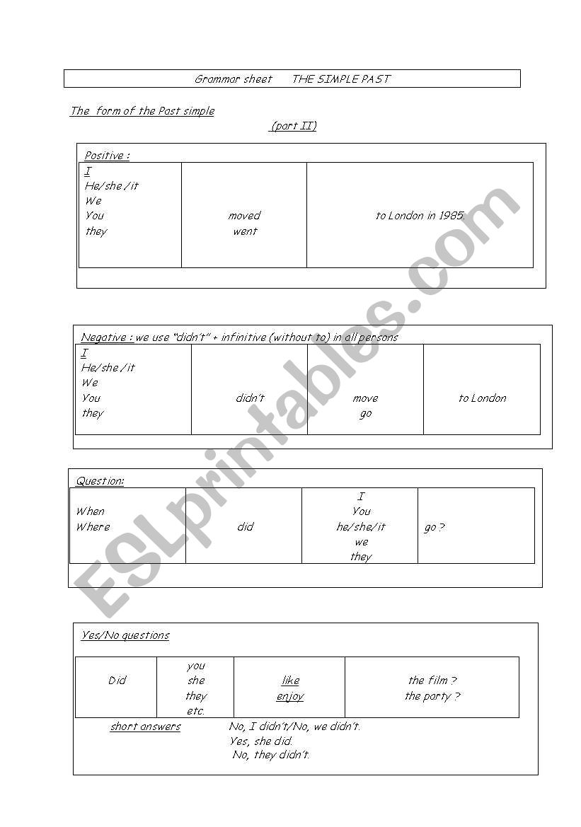 past simple (2) worksheet