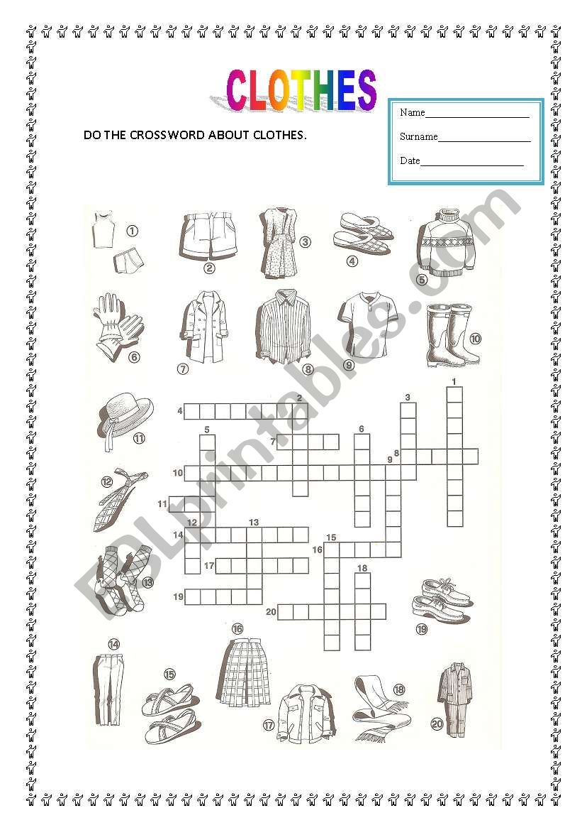 Clothes worksheet