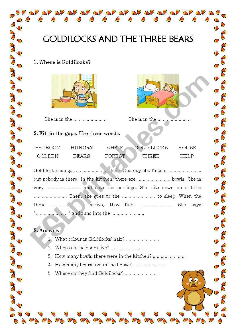 Goldilocks and the three bears! (part 2. Reading Comprehension)