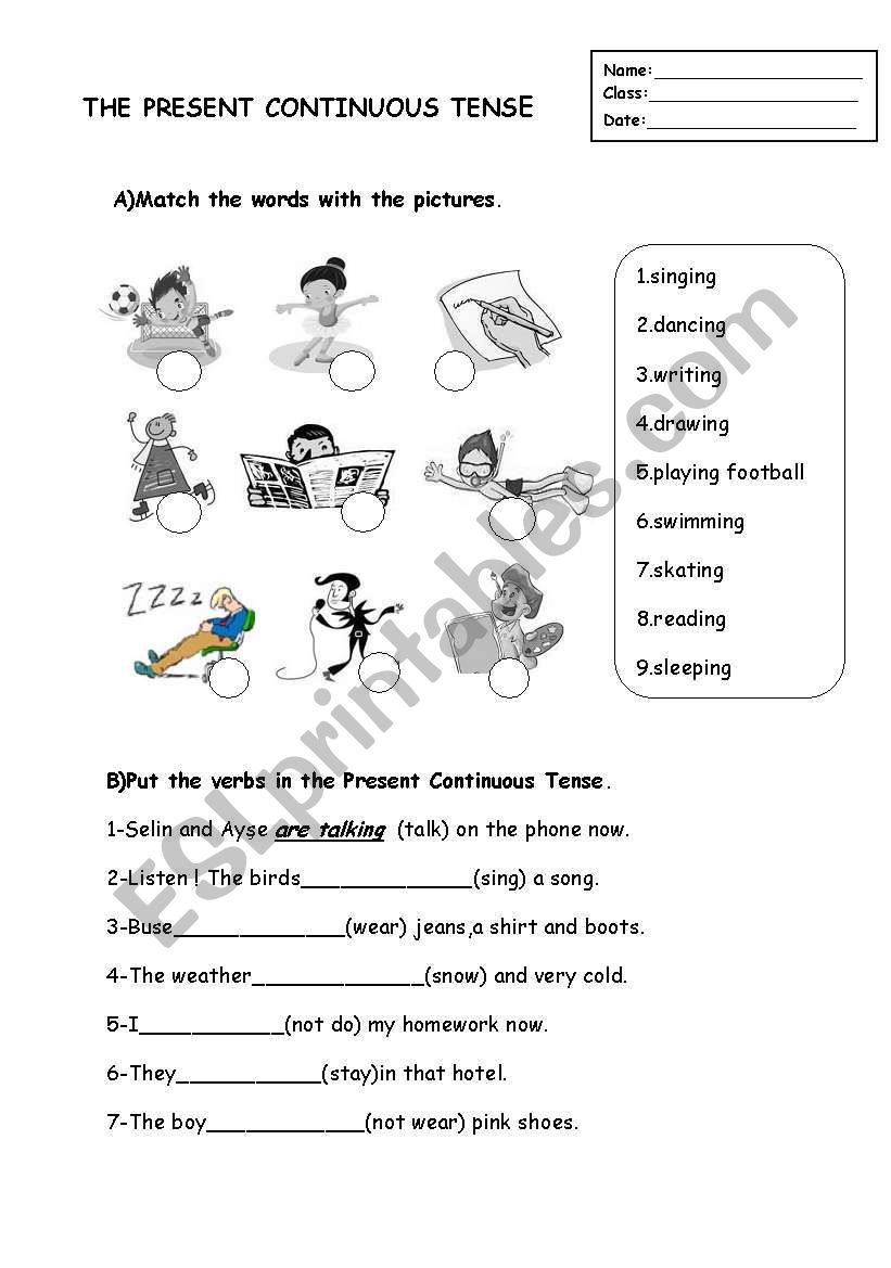 Present Continuous Tense Worksheet