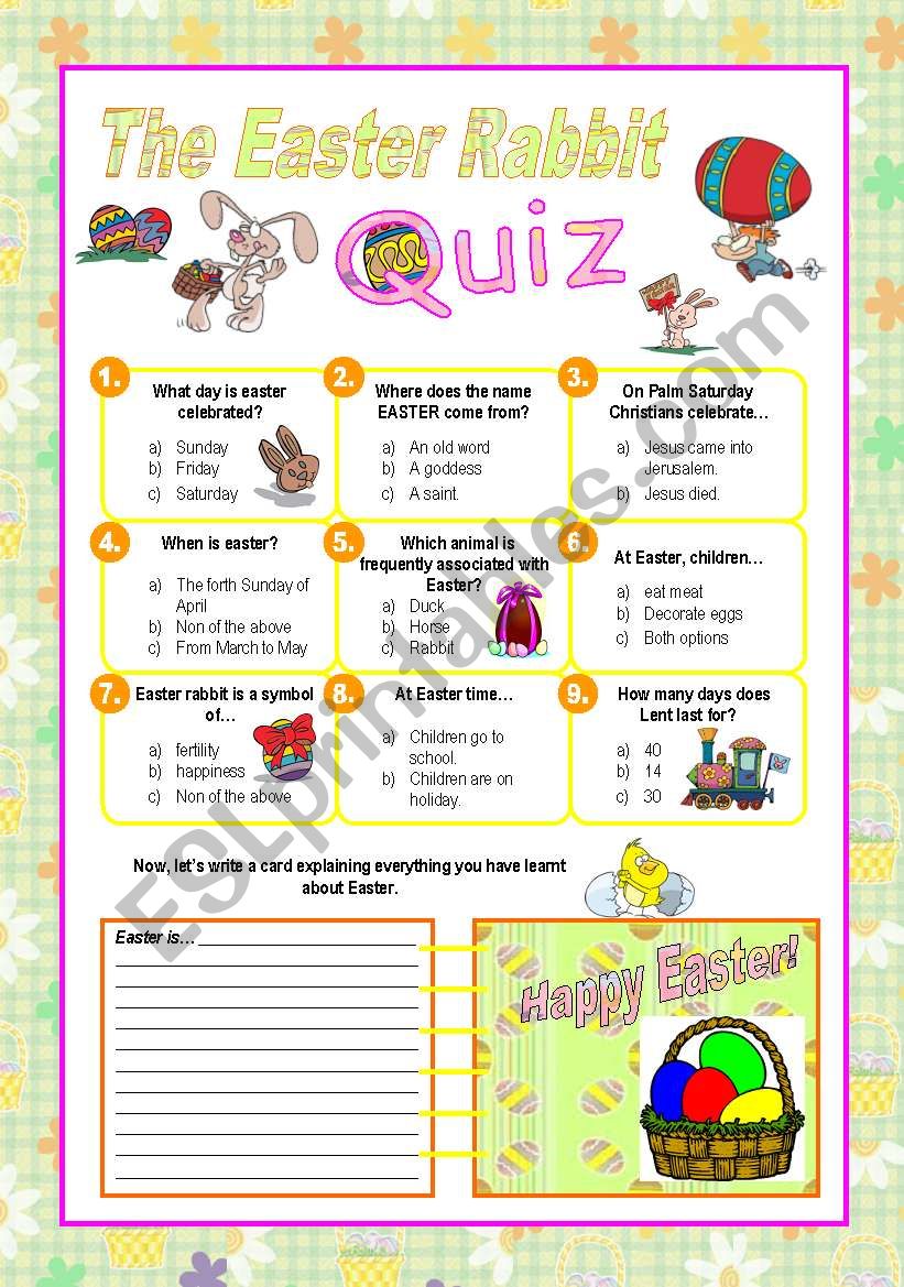 The easter rabbit quiz worksheet