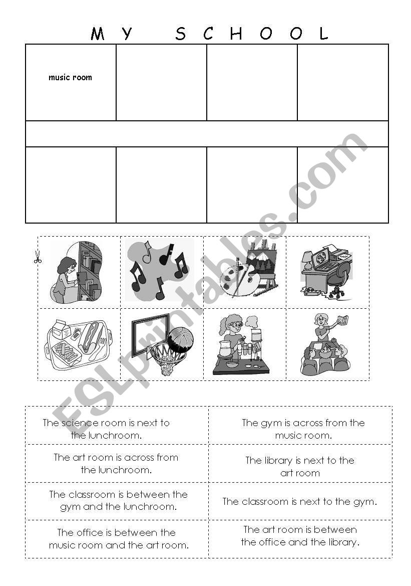 School rooms game worksheet