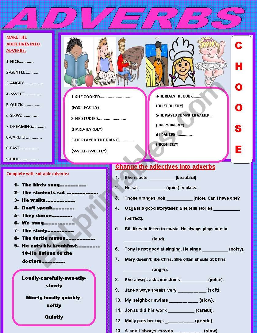 adverbs worksheet