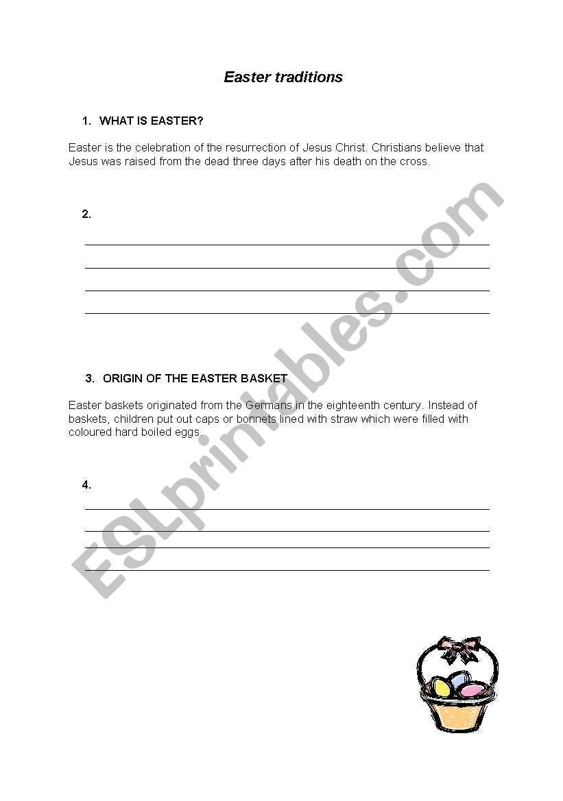 Easter traditions dictation worksheet