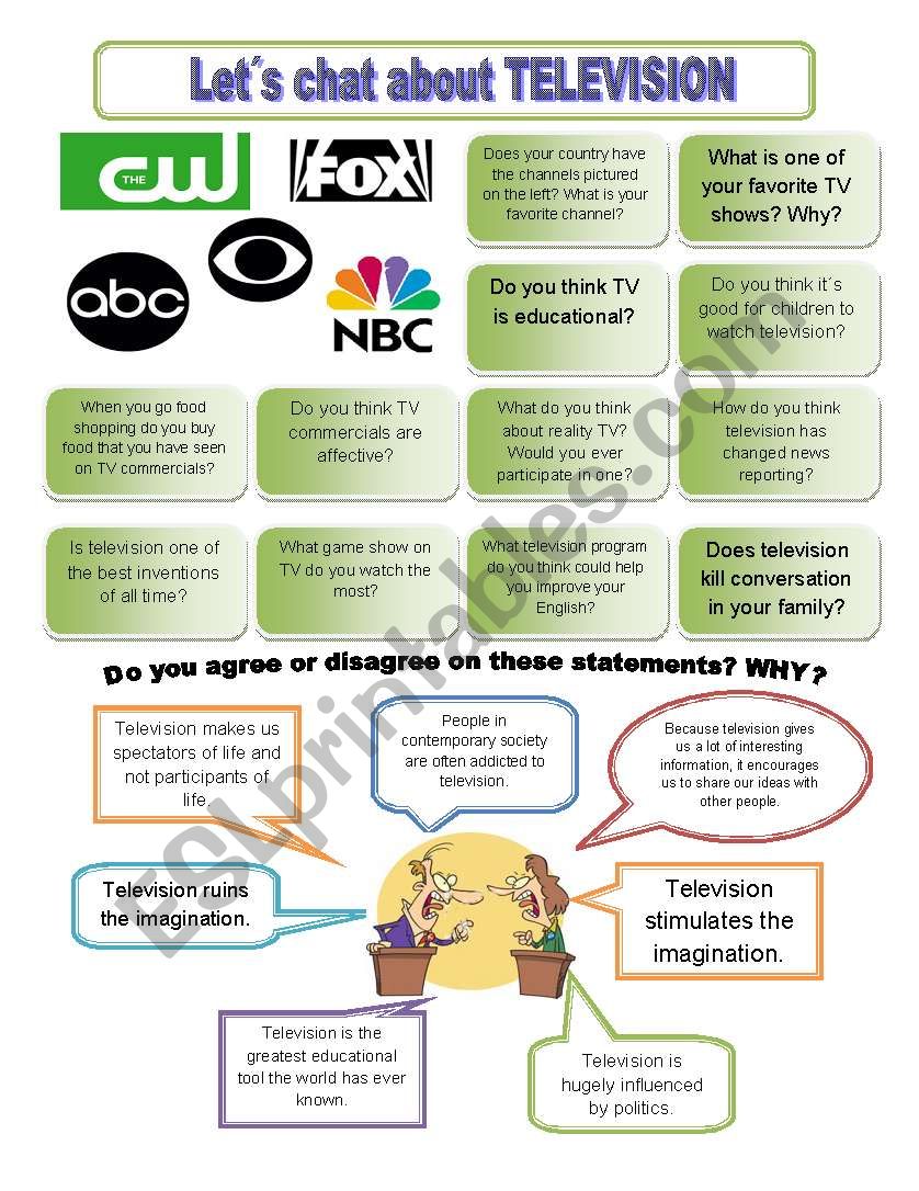 Lets chat about TELEVISION  worksheet