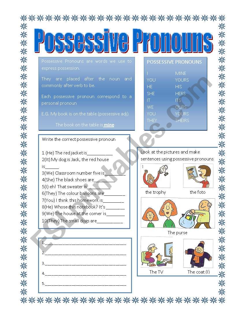 Possessive Pronouns worksheet