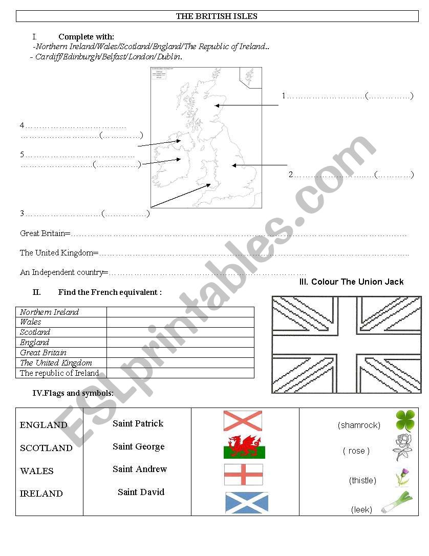 The british Isles worksheet