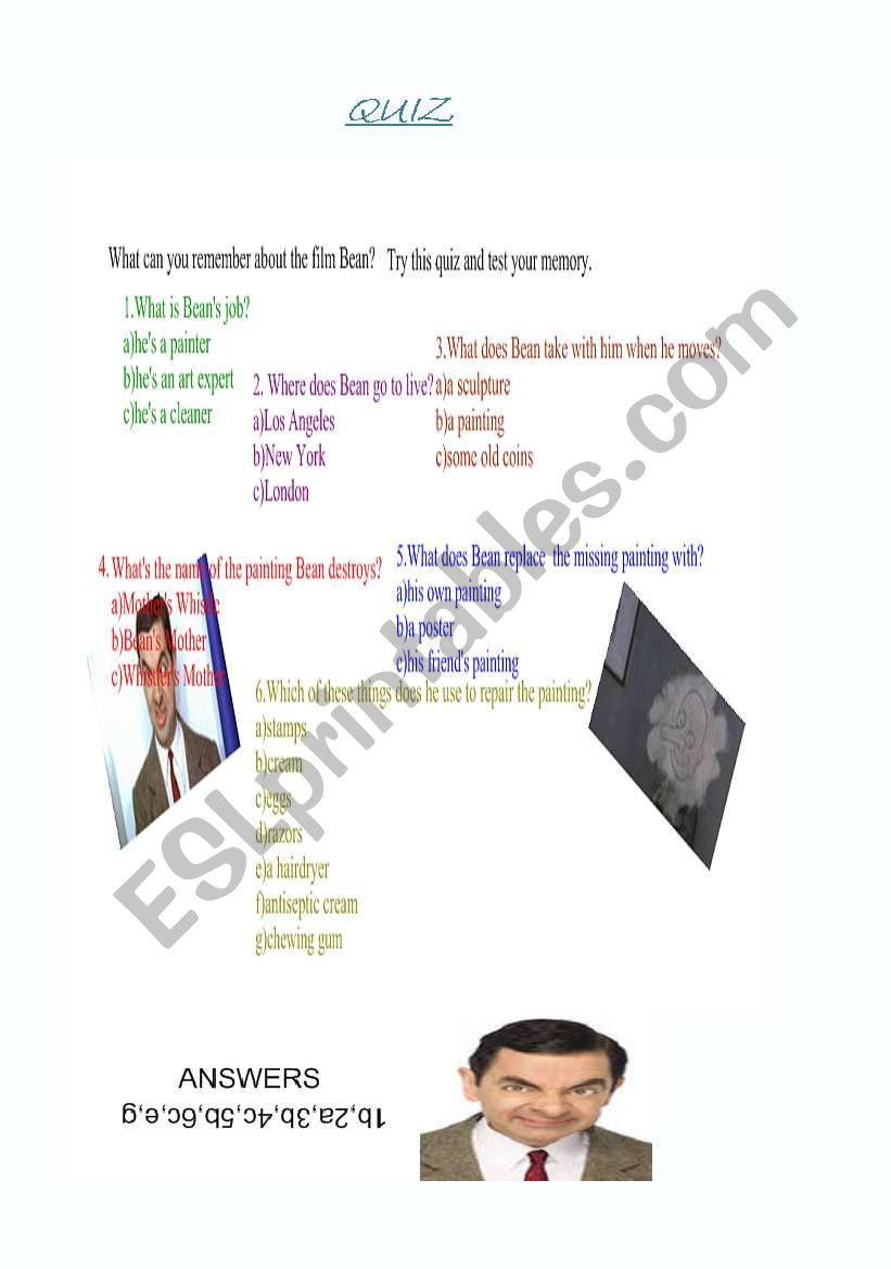 Mr.Bean.Quiz. worksheet