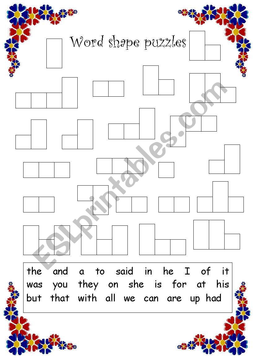 word shape puzzles worksheet