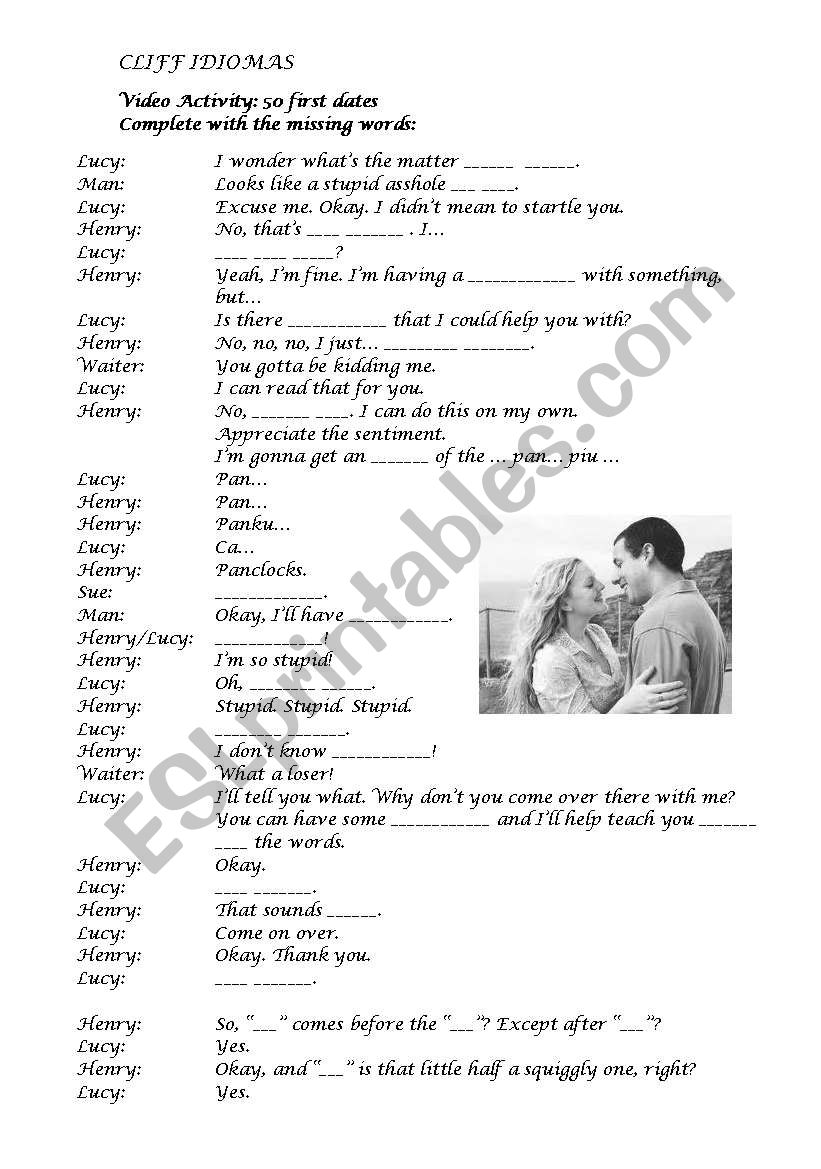 50 First Dates worksheet