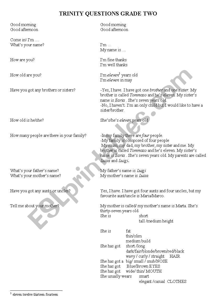 trinity questions and answers grade two