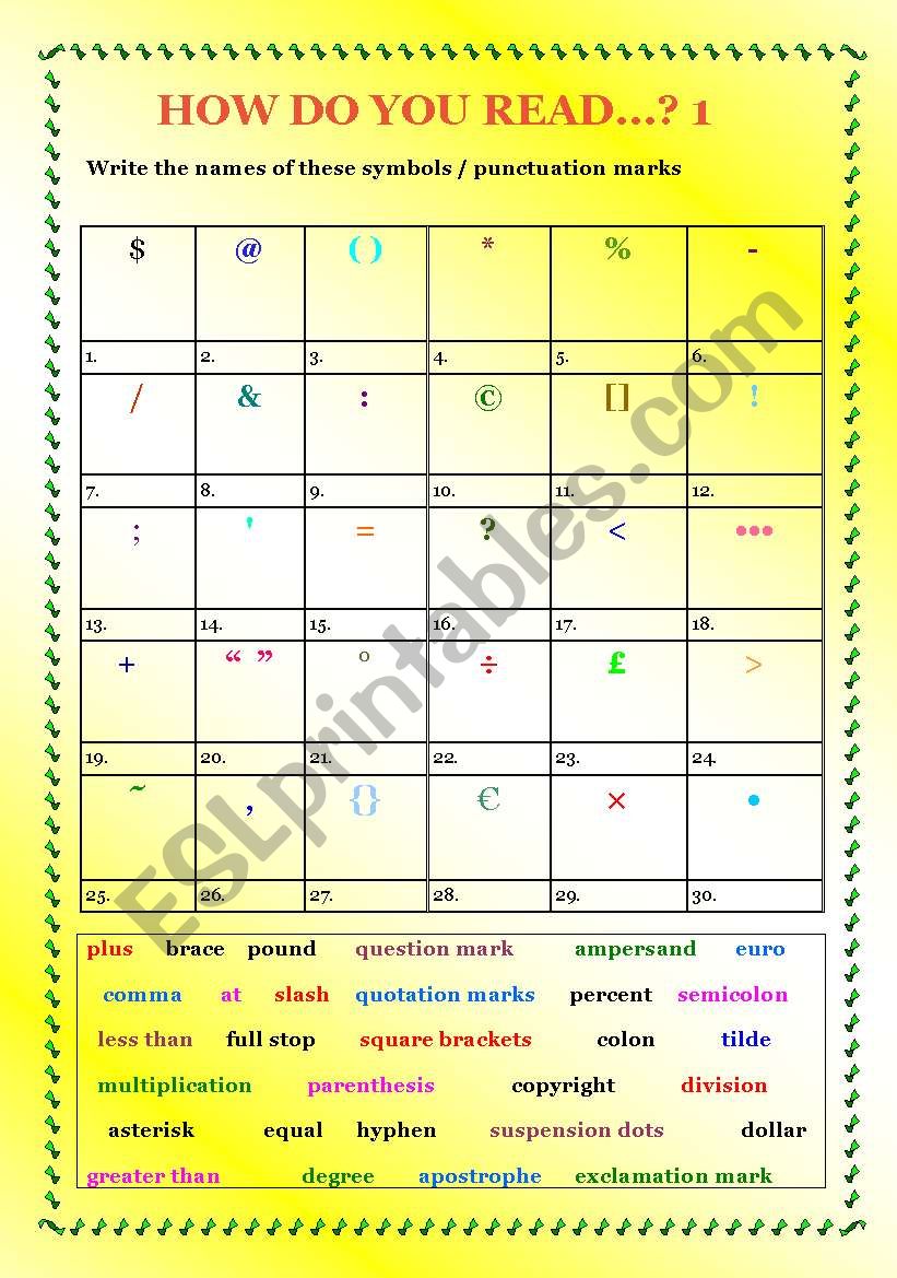 hOW DO YOU READ...? 1  1/3 worksheet