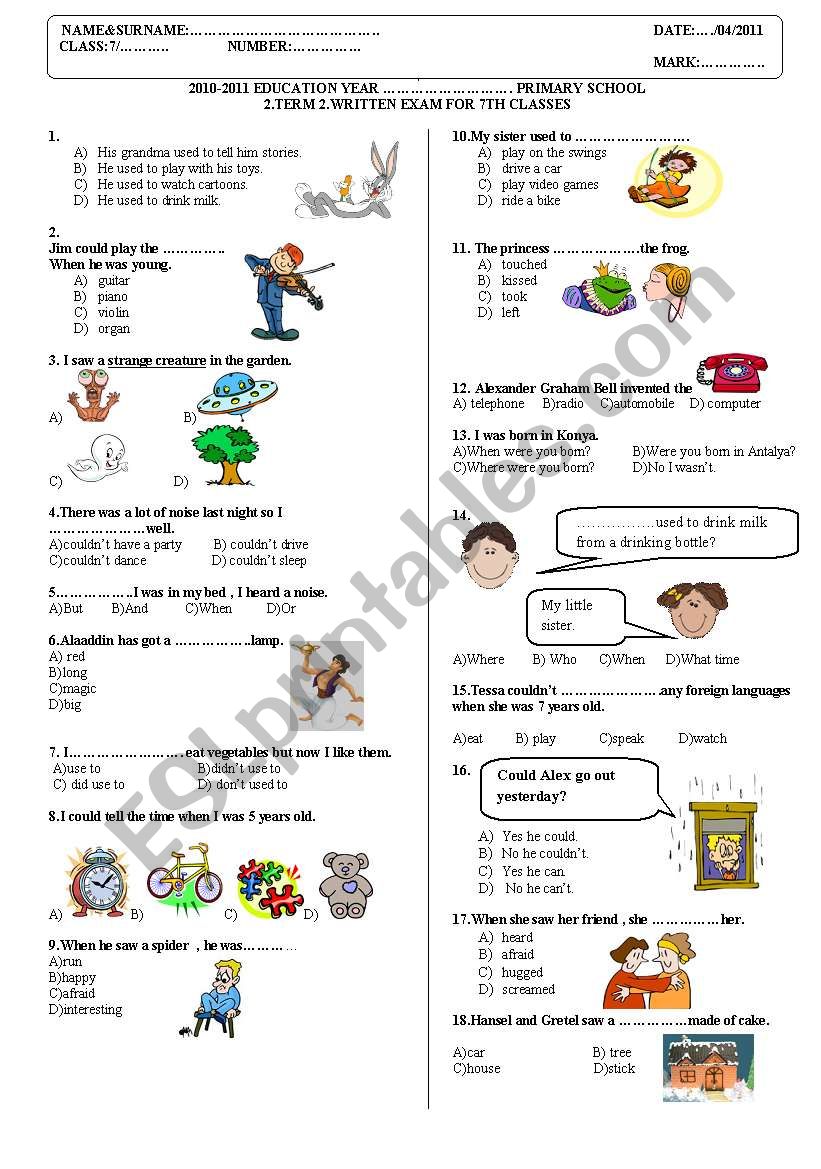 2011 7th grade 2. term 2. exam 