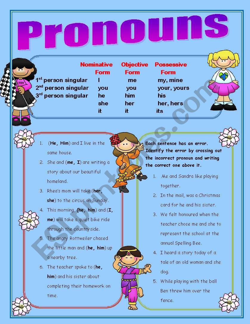 Personnal Pronouns worksheet