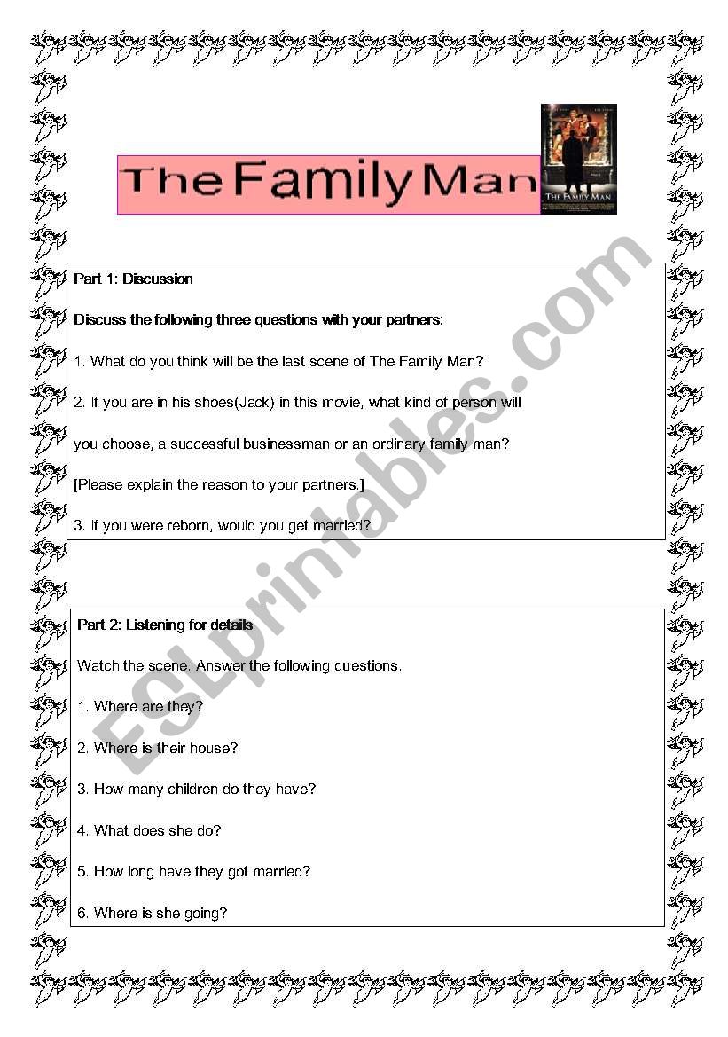 The Family Man worksheet