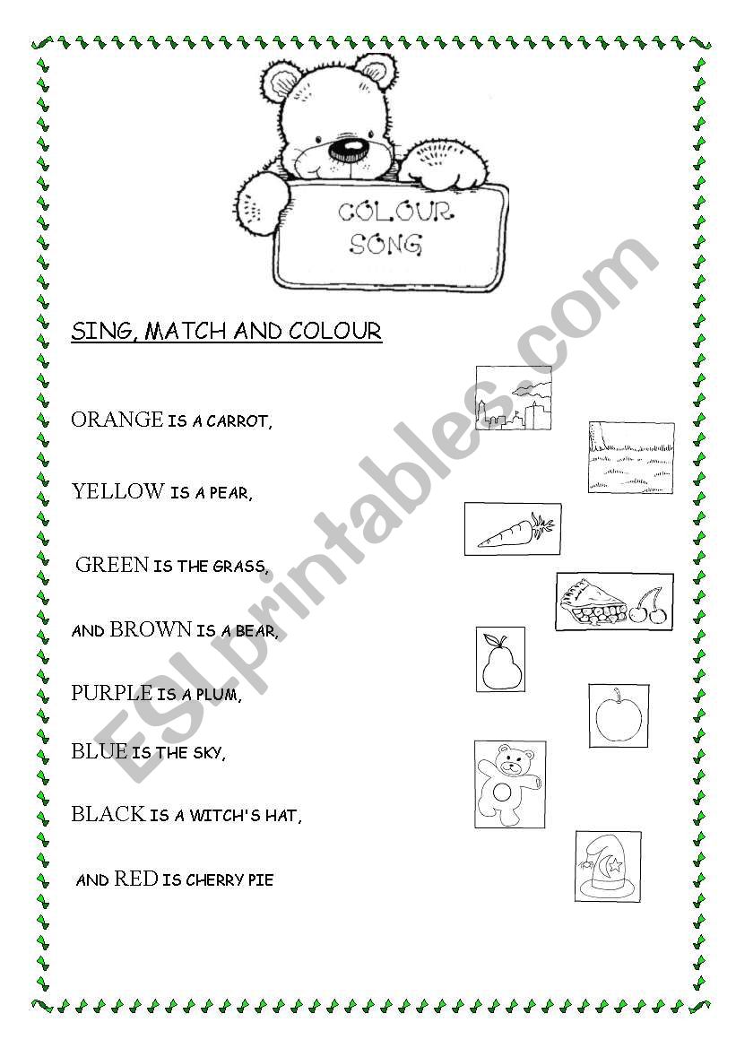 COLOUR SONG worksheet