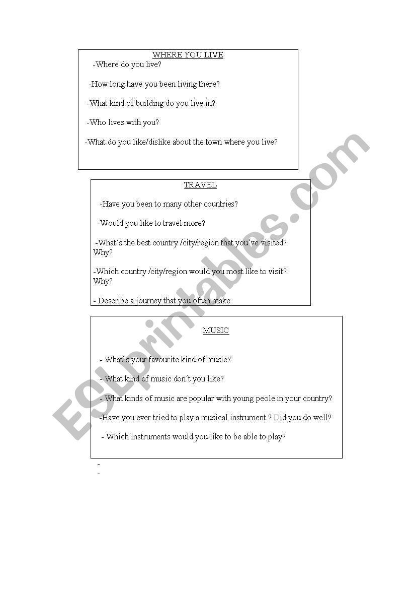 oral activities ( part 3) worksheet