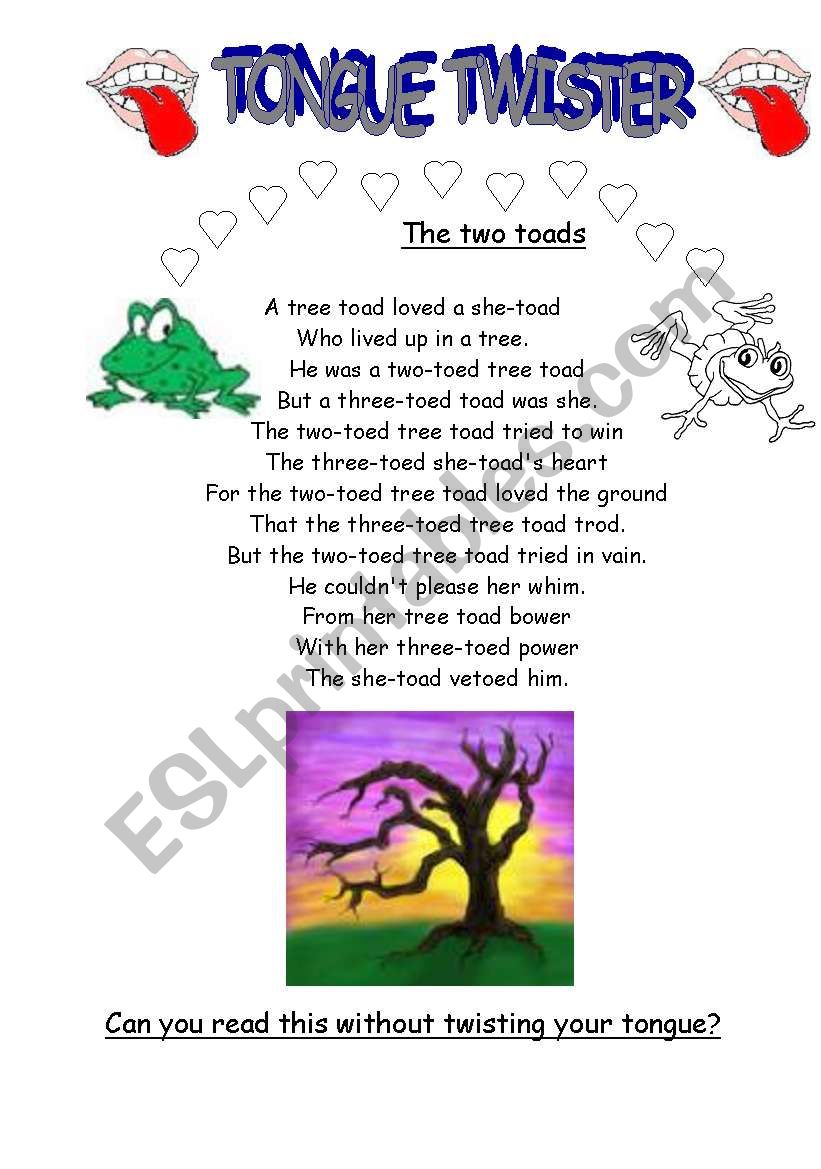 The toads worksheet