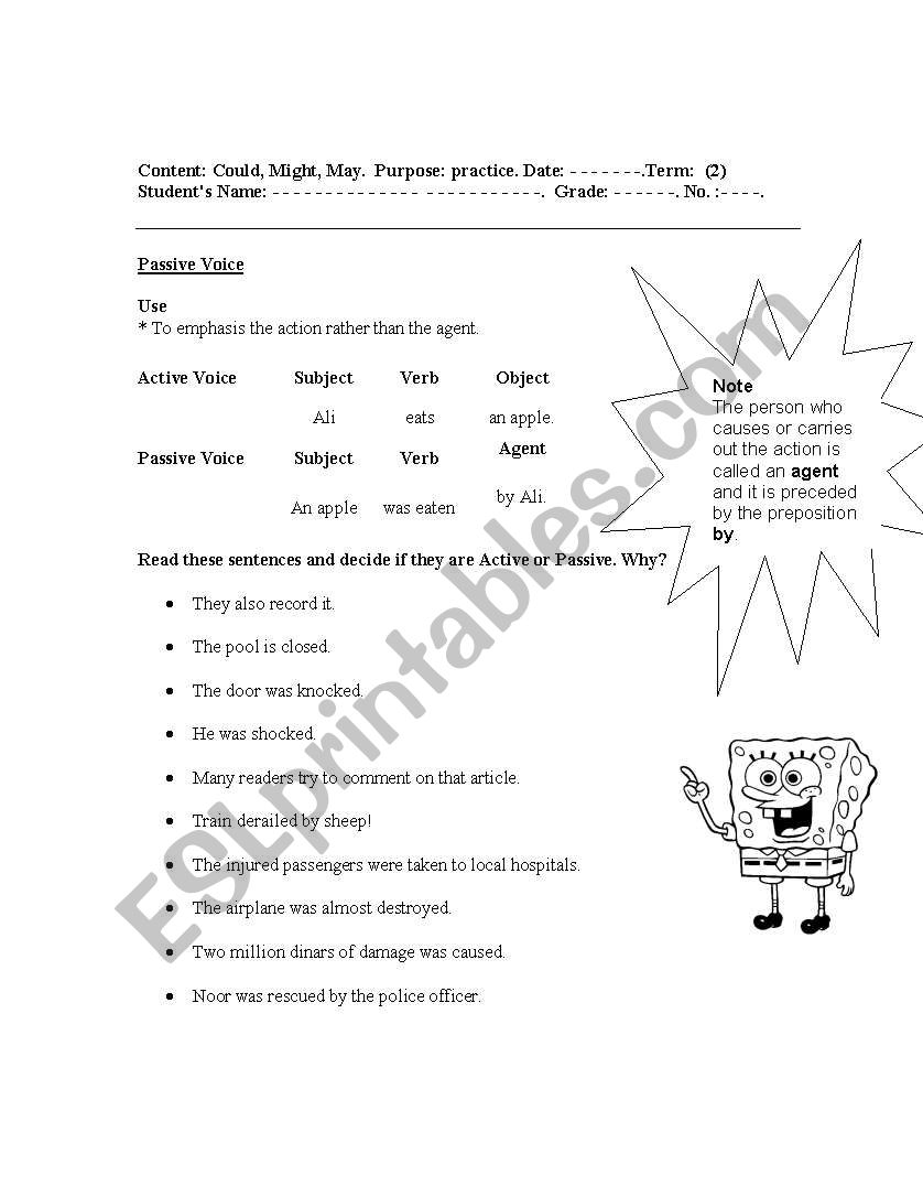 Passive worksheet