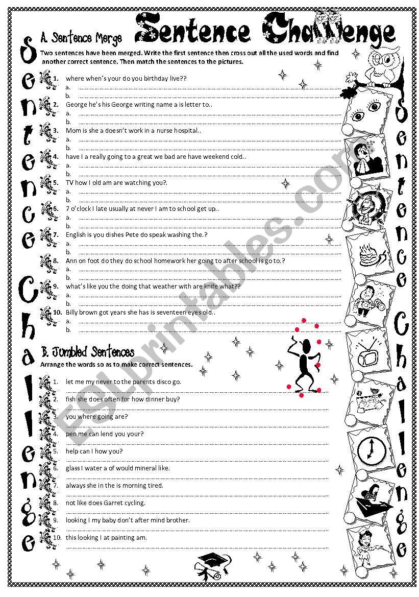 Sentence Challenge worksheet