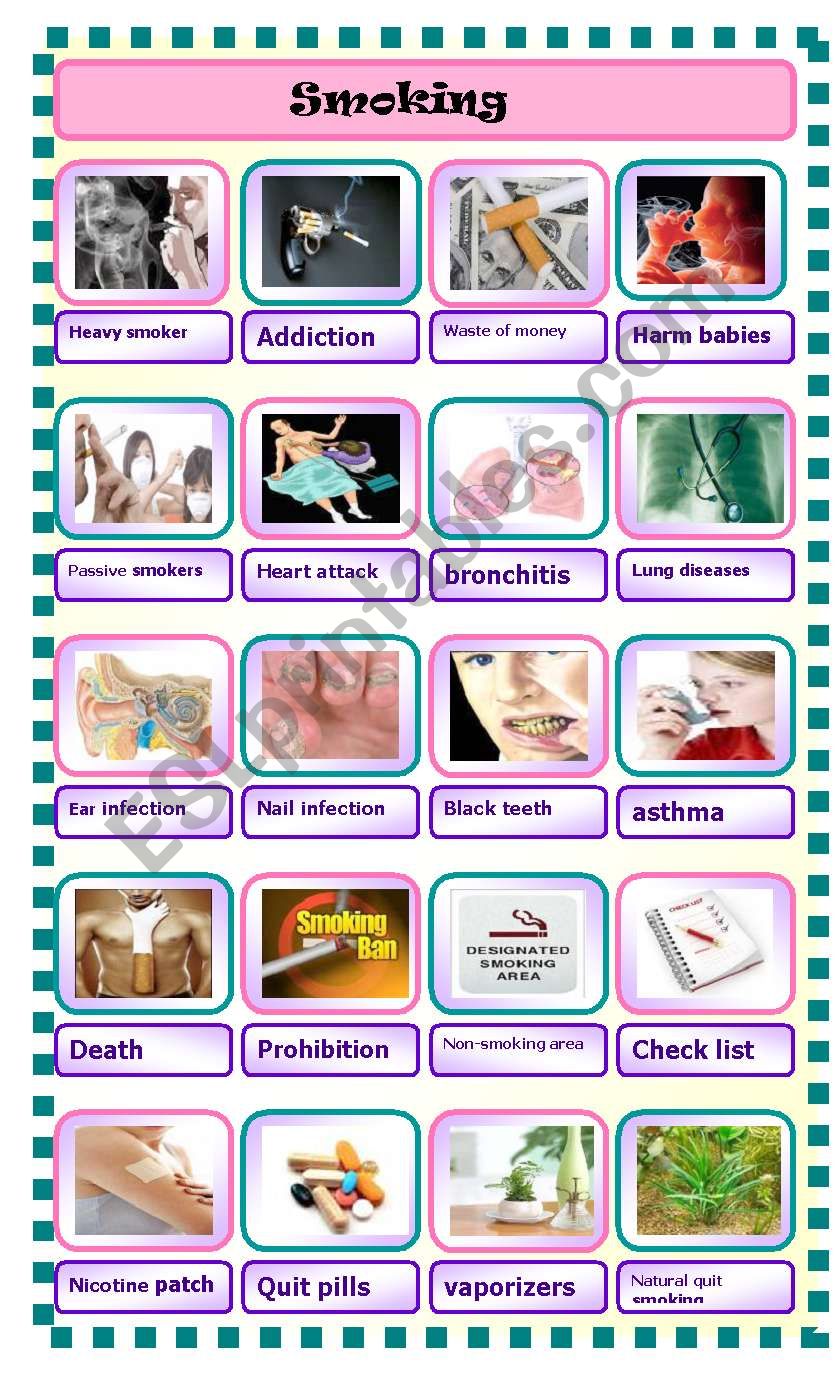 smoking : pivtionary worksheet