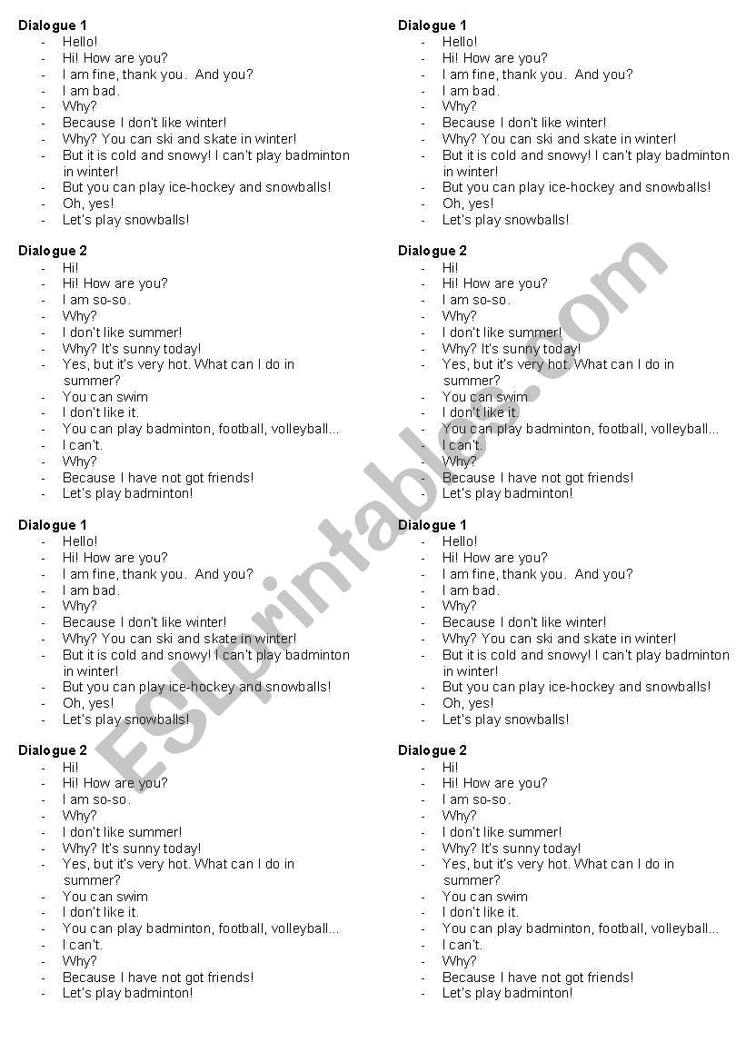 Dialogue worksheet