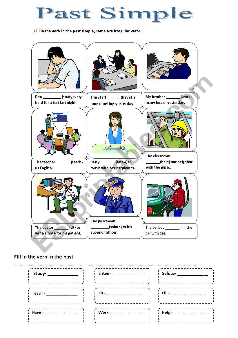 Past Simple actions worksheet