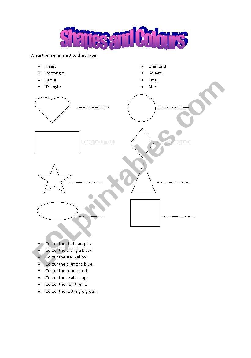 Shapes and Colours worksheet