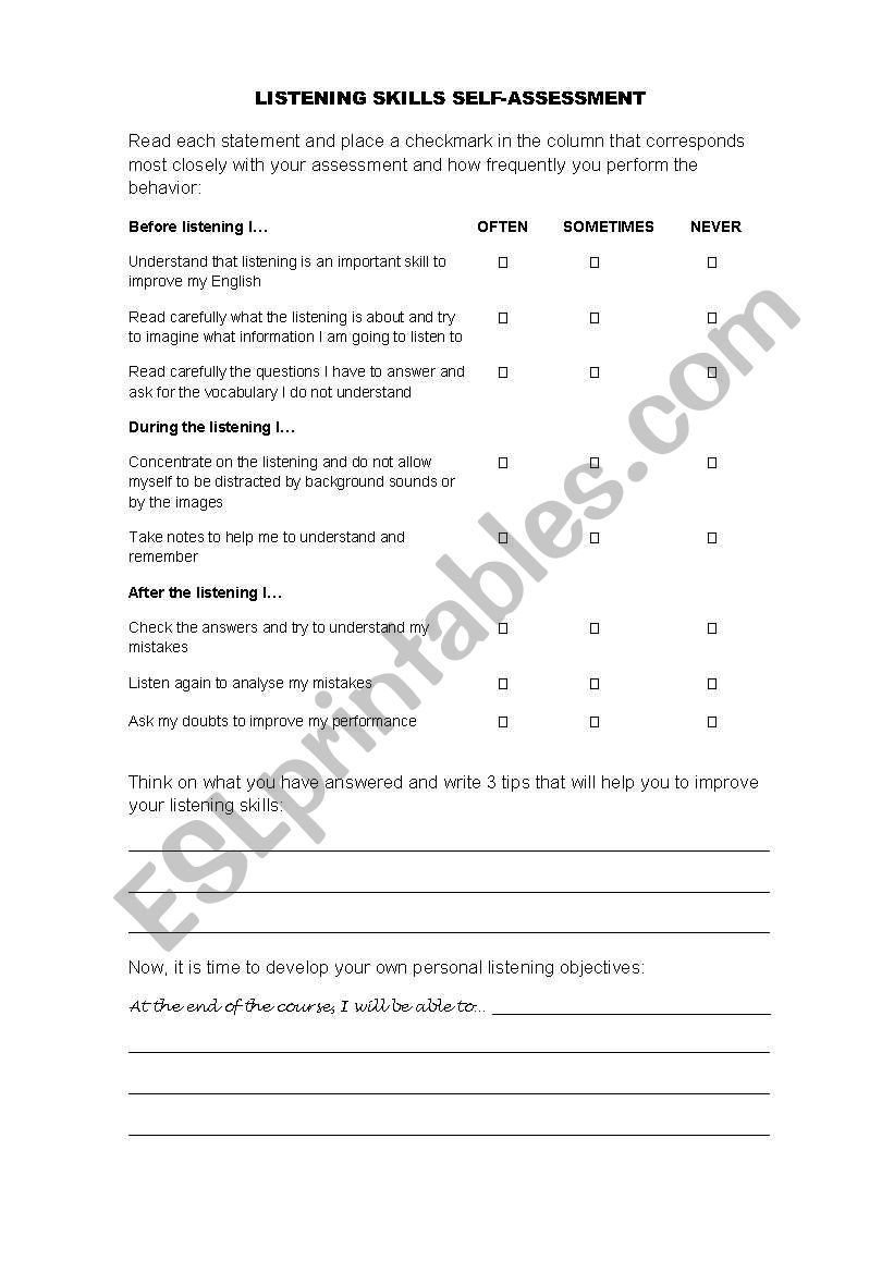 Listening skills Self-assessment