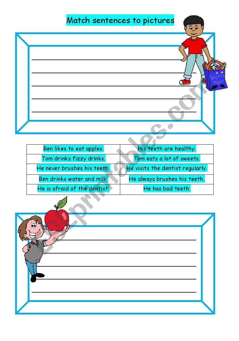 sentences matching worksheet