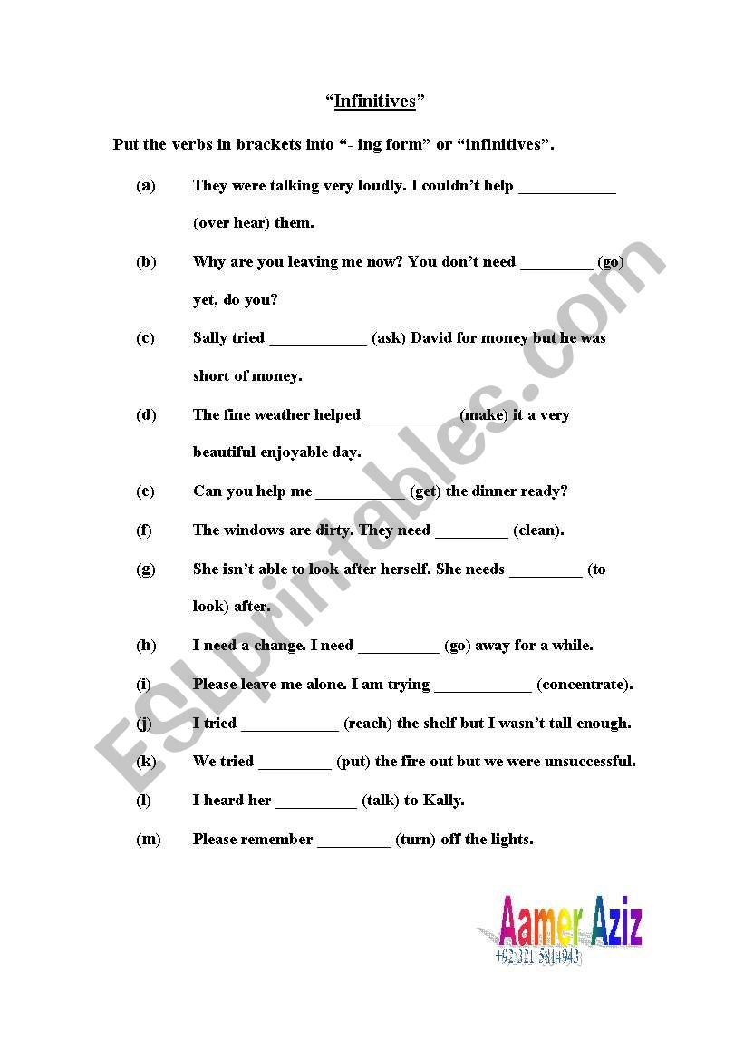 Infinitives worksheet