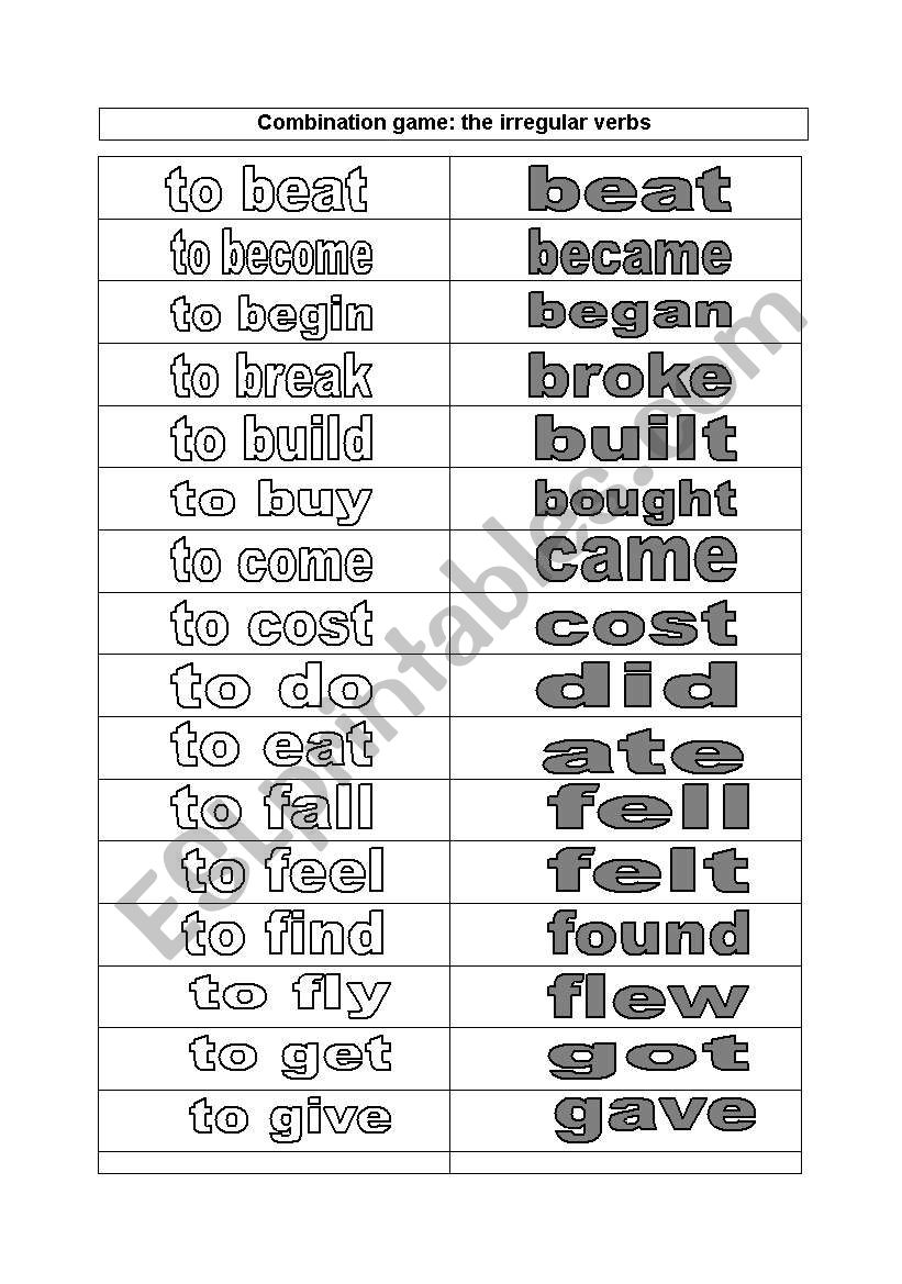 The Simple past irregular verbs (combination game)