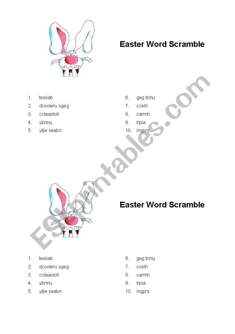 Unscramble the Easter words (easy)