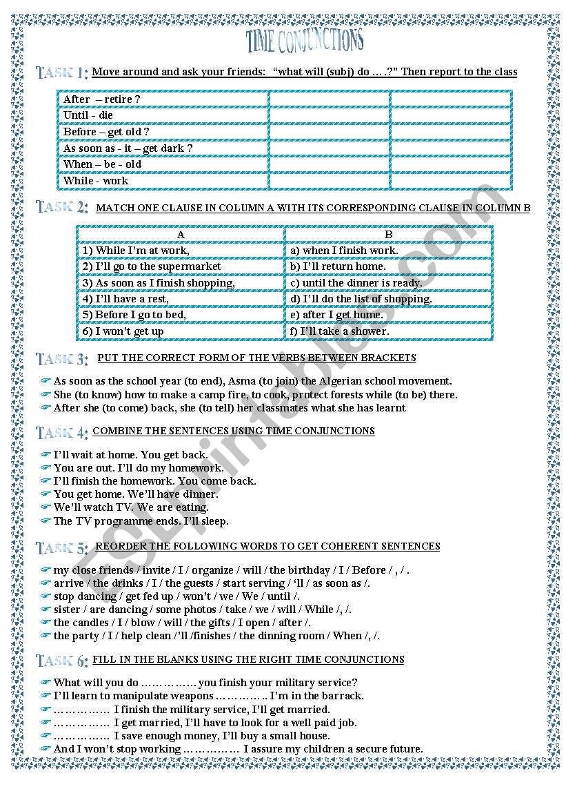 time-conjunctions-esl-worksheet-by-moufida