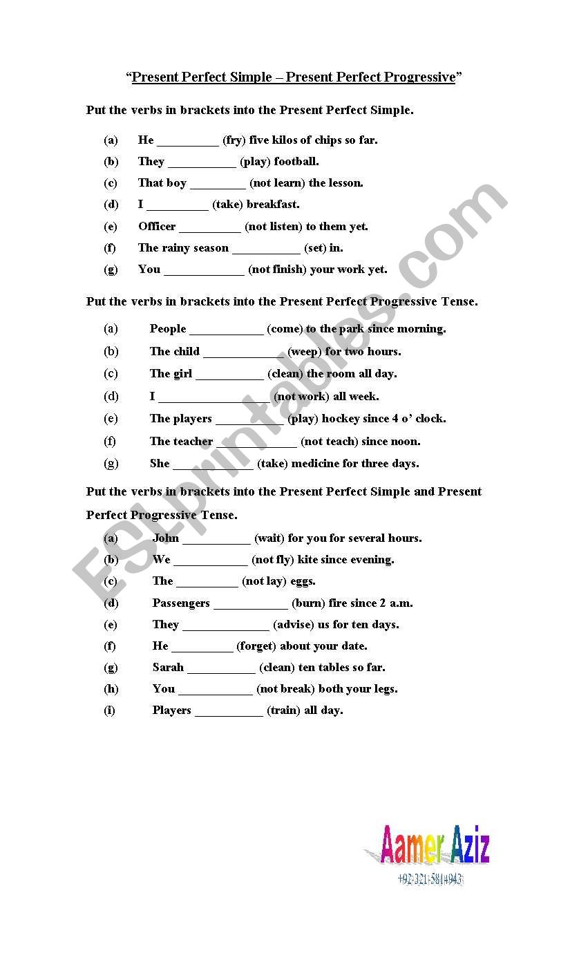 Present Perfect - Present Perfect Progressive