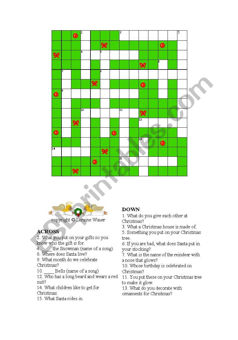 Chistmas activities worksheet
