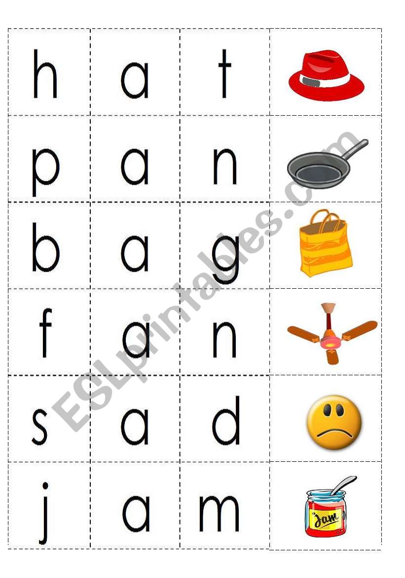 cvc words with short vowel a worksheet