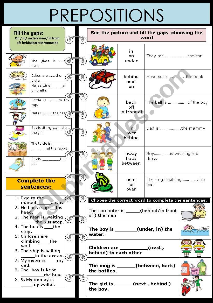 Prepositions worksheet