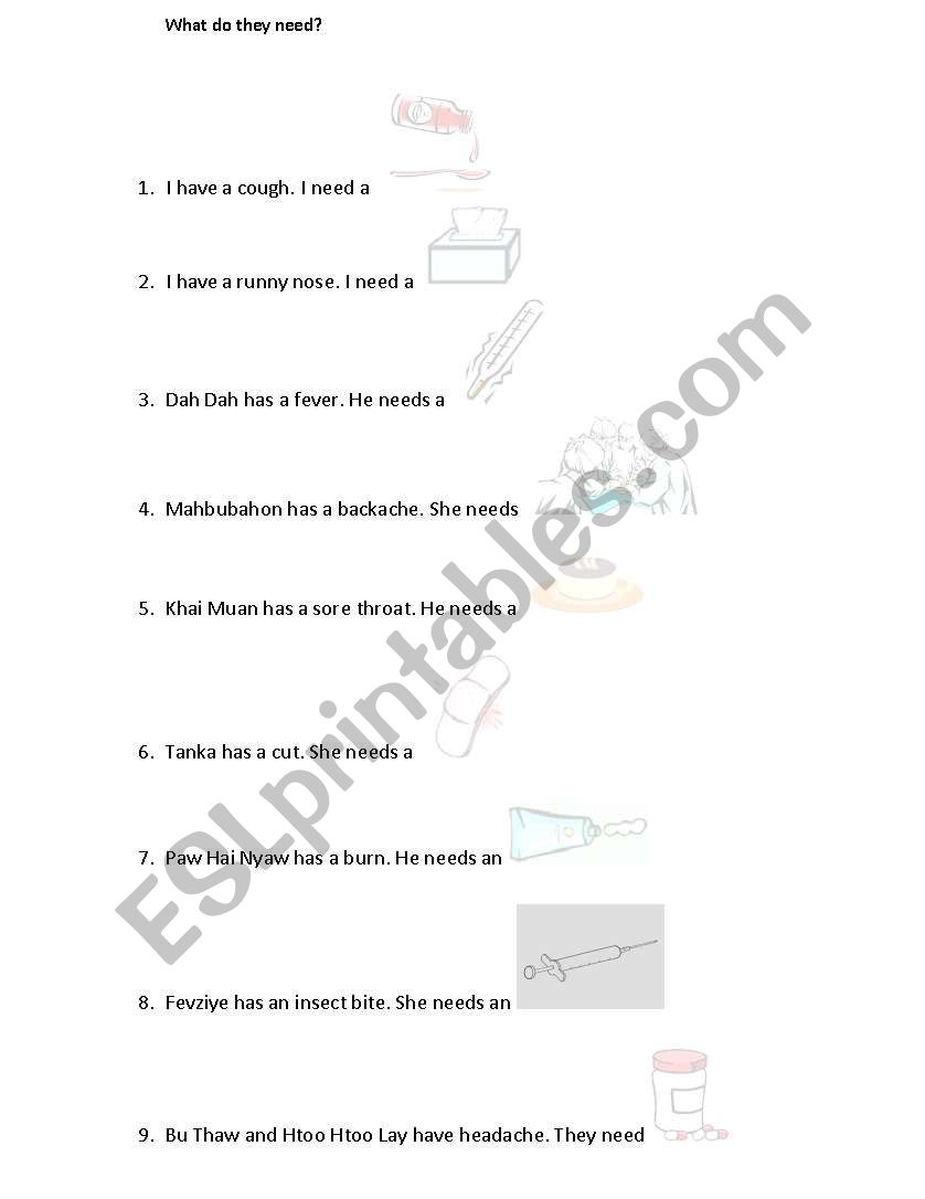 Medicine/Treatment worksheet