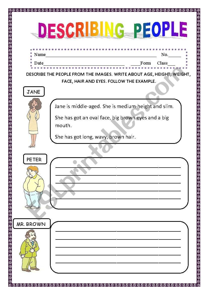 Describing People worksheet