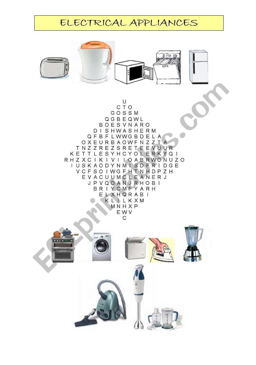 electrical appliances worksheet