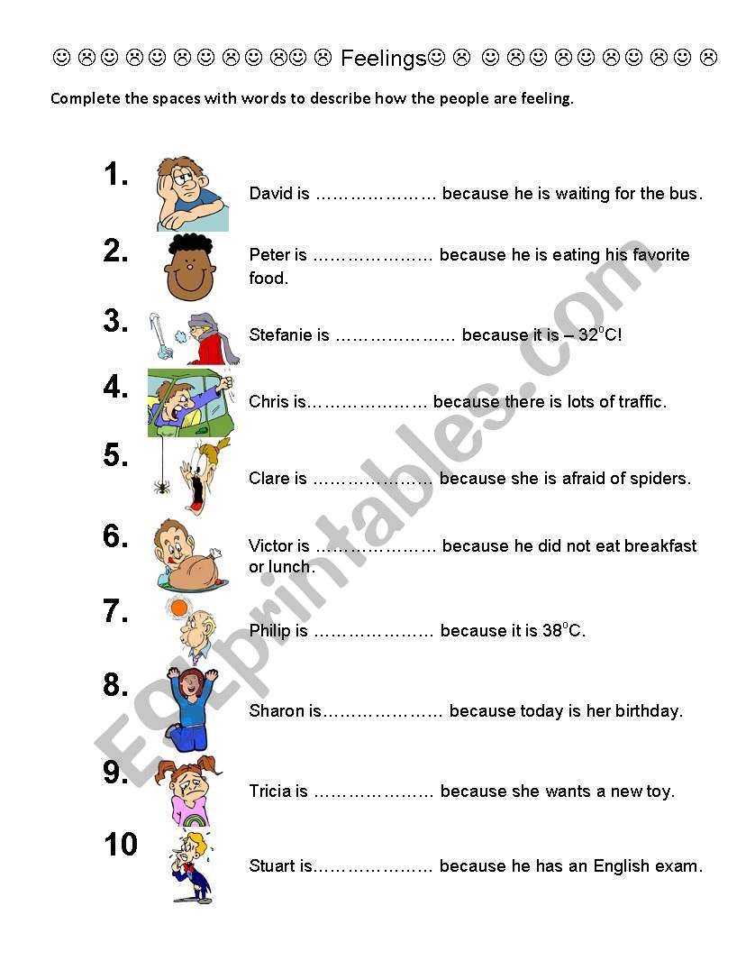 Feelings vocabulary worksheet