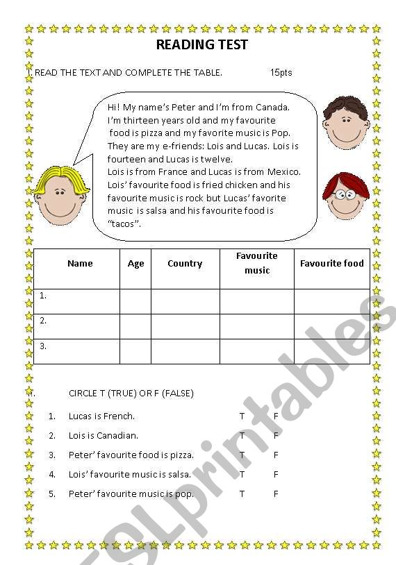 Practising simple reading texts