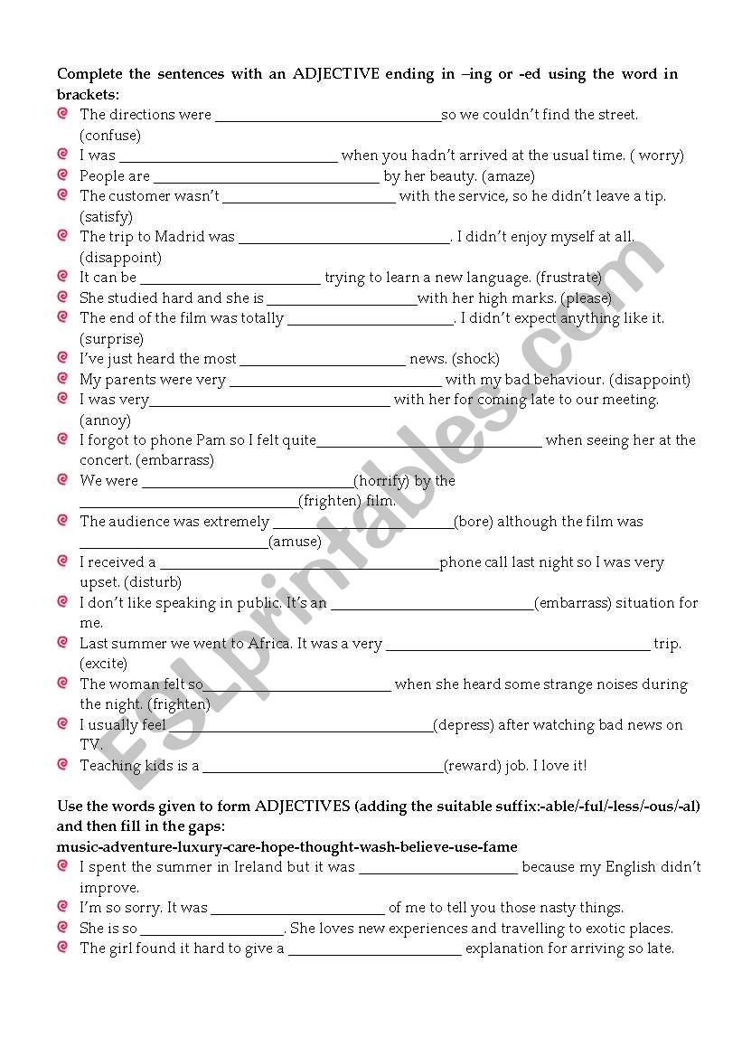 WORD FORMATION: ADJECTIVE SUFFIXES AND NOUN SUFFIXES