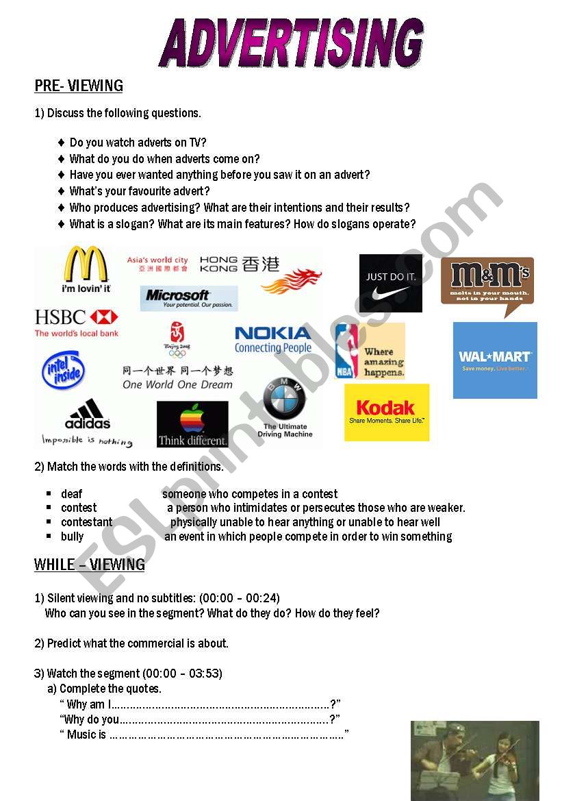 Advertising worksheet