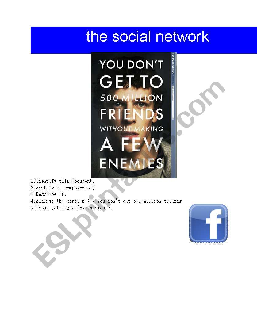 The Social Network poster worksheet