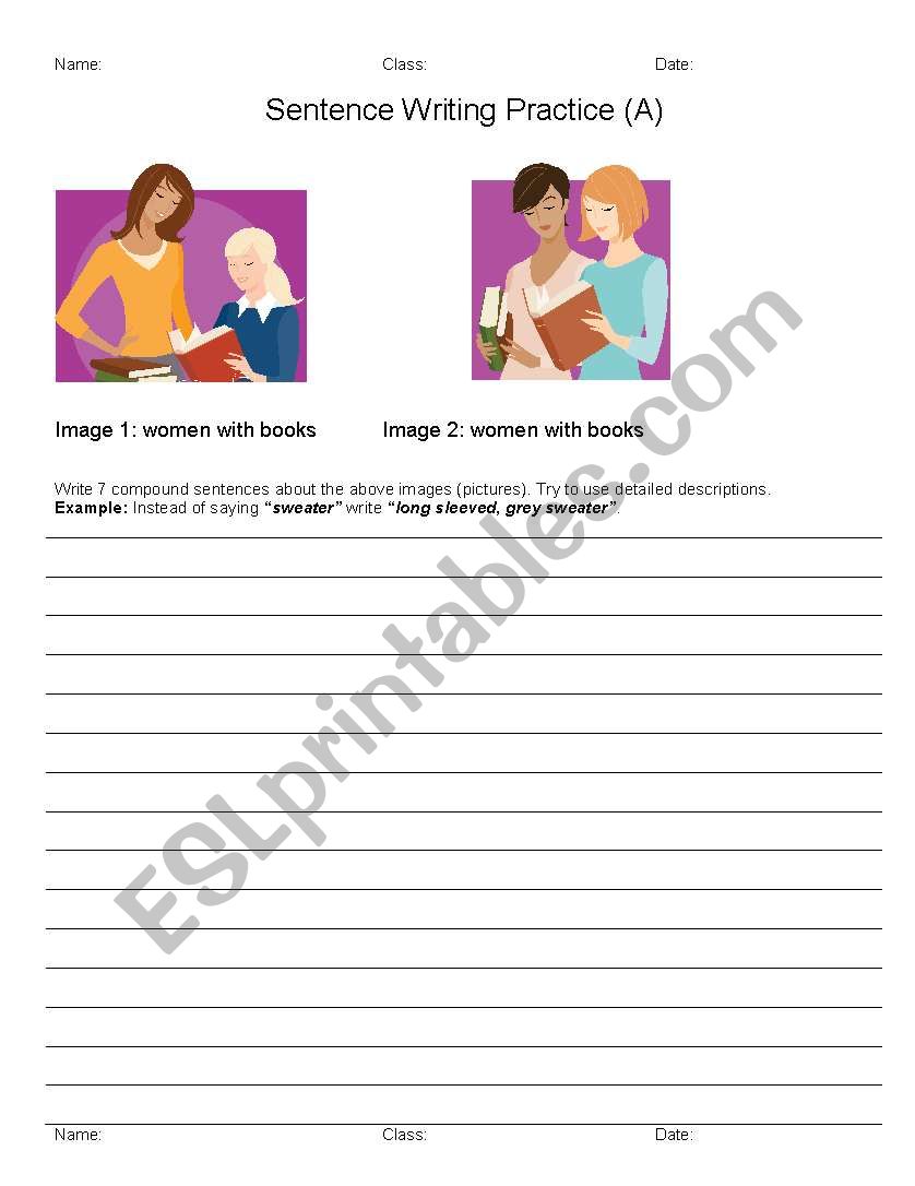 Leveled Sentence Writing Practice ESL 1