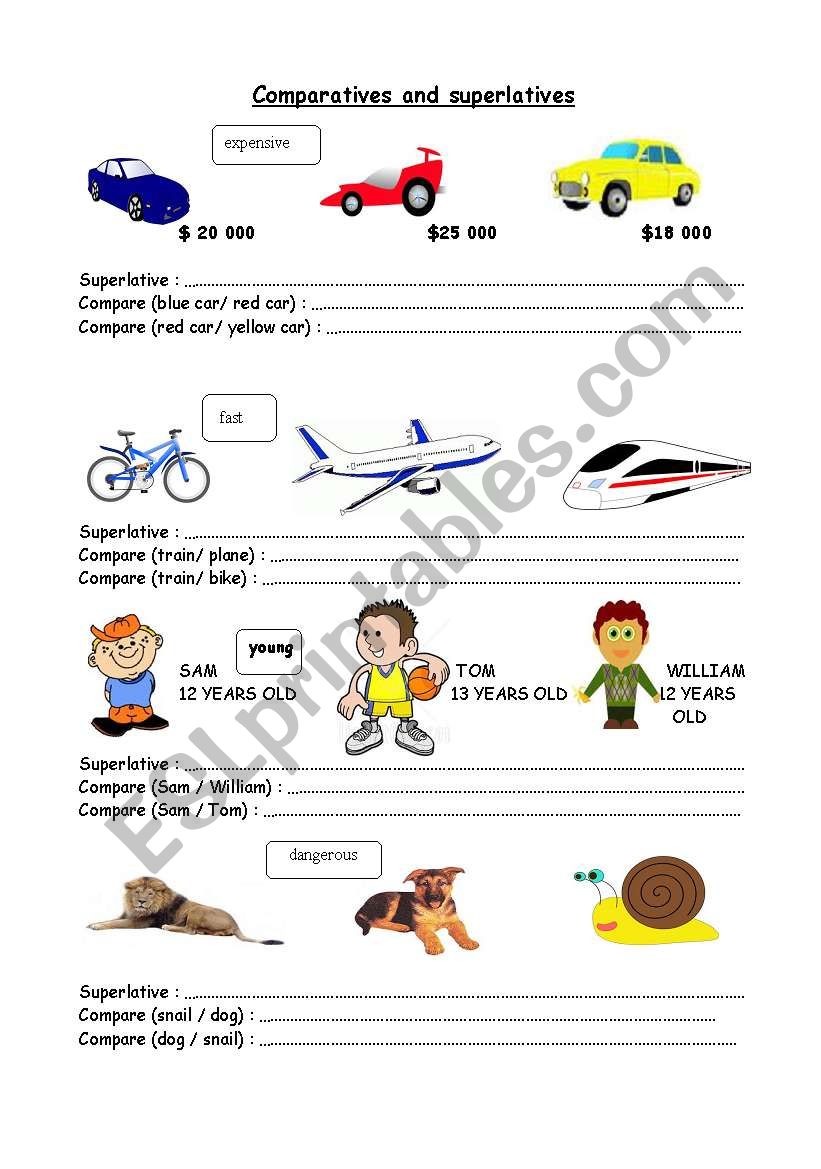 Comparatives and superlatives worksheet