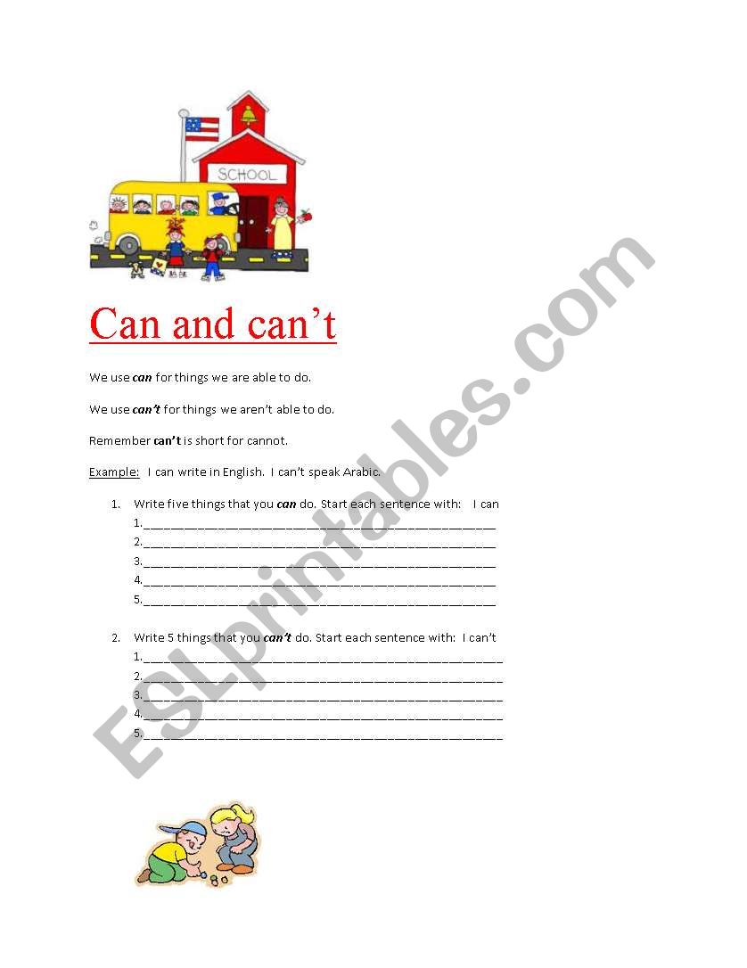 can and cant worksheet